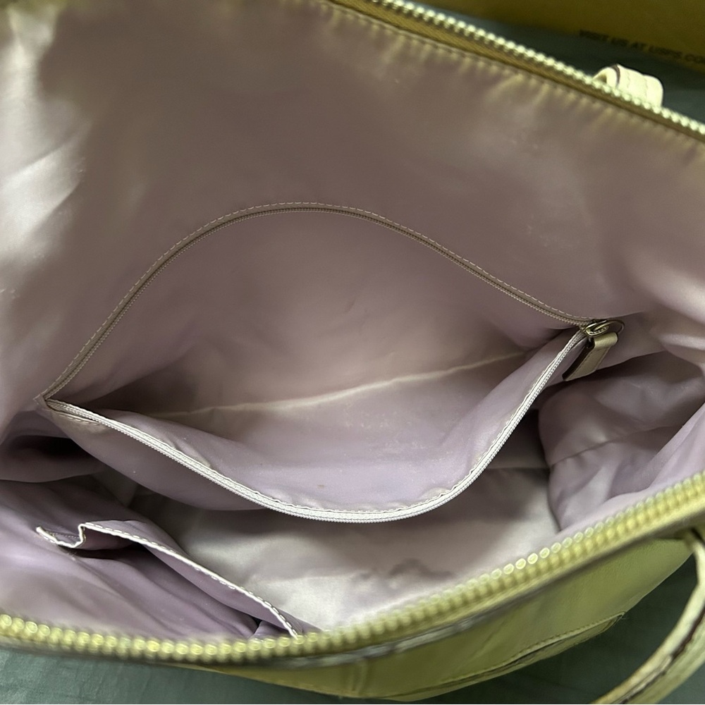 Coach Laura Signature Taupe Leather Tote Shoulder Bag Travel Casual Everyday Bag - Picture 7 of 16